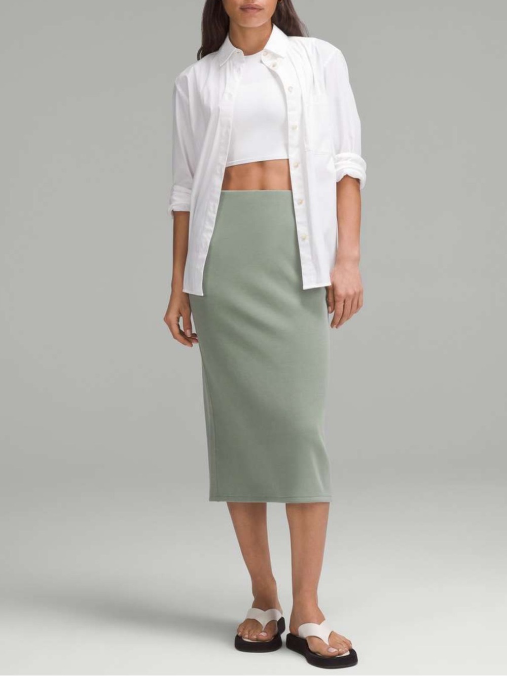 Lululemon Softstreme High-Rise Midi Skirt
 Eucalyptus Size 4